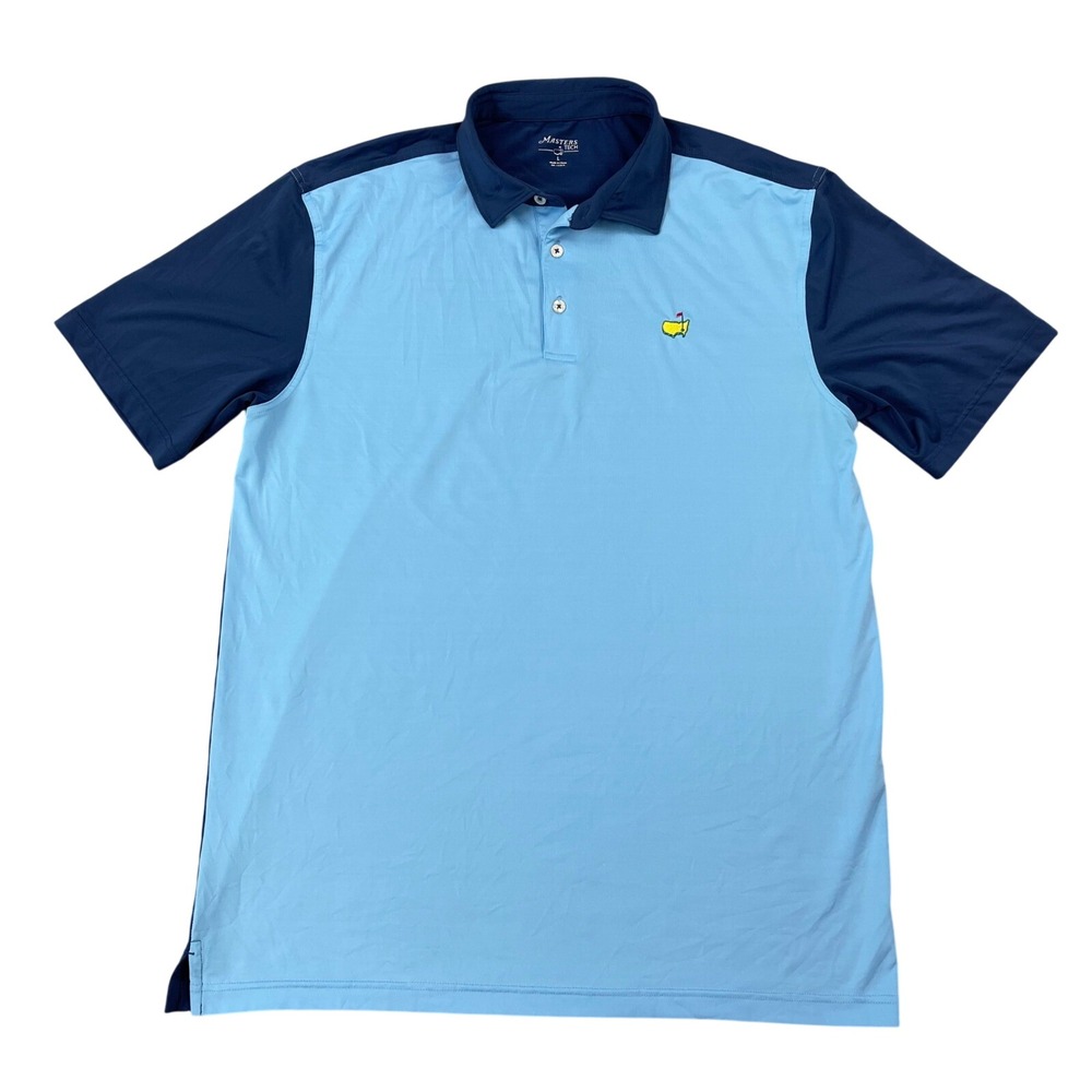 Masters Tech Golf Polo Shirt Mens Large Blue Colorblock Short Sleeve